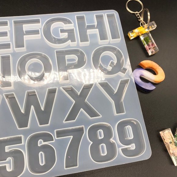 Silicone Resin Alphabet Letter and number mold key chain mold silicone letters - Picture 8 of 10